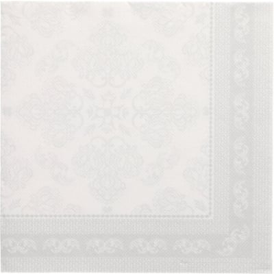 50 Servietten &quot;ROYAL Collection&quot; 1/4-Falz 40 cm x 40 cm weiss &quot;Arabesque&quot;