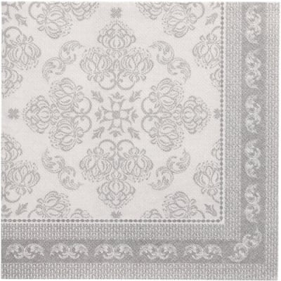 50 Servietten &quot;ROYAL Collection&quot; 1/4-Falz 40 cm x 40 cm grau &quot;Arabesque&quot;