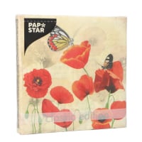 20 Servietten, 3-lagig 1/4-Falz 33 cm x 33 cm &quot;Poppy...