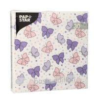 Papstar 30 Servietten, 3-lagig 1/4-Falz 33 cm x 33 cm lila &quot;Papillons&quot;