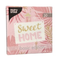 Papstar 30 Servietten, 3-lagig 1/4-Falz 33 cm x 33 cm rosa &quot;Sweet Home&quot;