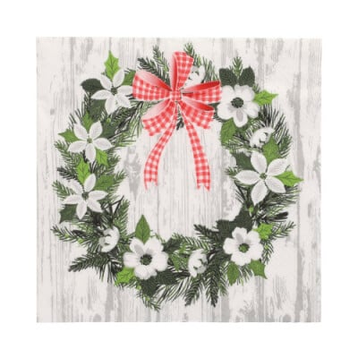 Papstar 20 Servietten, 3-lagig 1/4-Falz 33 cm x 33 cm &quot;Christmas Wreath&quot;