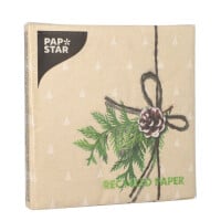 Papstar 20 Servietten, 3-lagig 1/4-Falz 33 cm x 33 cm natur &quot;Simply Natural&quot; aus recyceltem Papier