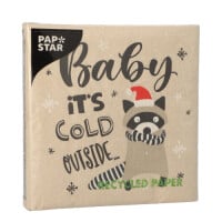 Papstar 20 Servietten, 3-lagig 1/4-Falz 33 cm x 33 cm natur &quot;It&Acirc;&acute;s cold outside&quot; aus recyceltem Papier