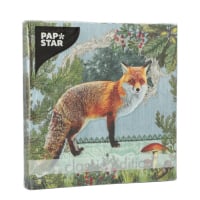 20 Servietten, 3-lagig 1/4-Falz 33 cm x 33 cm &quot;Fox...