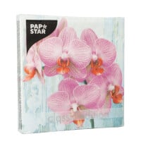 Papstar 20 Servietten, 3-lagig 1/4-Falz 33 cm x 33 cm &quot;Phalaenopsis&quot;