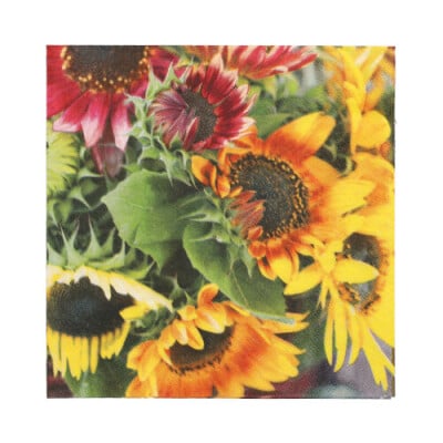 Papstar 20 Servietten, 3-lagig 1/4-Falz 33 cm x 33 cm &quot;Sunflower Bouquet&quot;