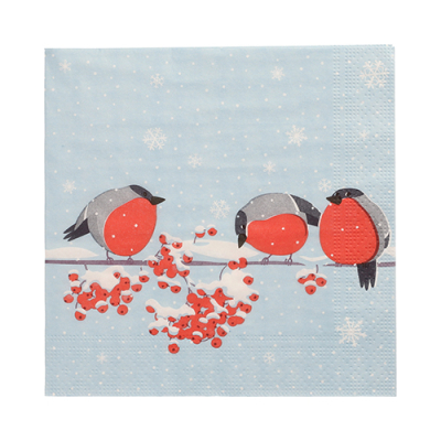 20 Servietten, 3-lagig 1/4-Falz 33 cm x 33 cm &quot;Red Gorded Birds&quot;