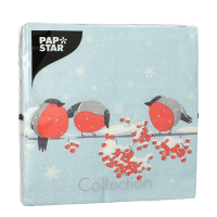 Papstar 20 Servietten, 3-lagig 1/4-Falz 33 cm x 33 cm &quot;Red Gorded Birds&quot;