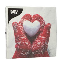 Papstar 20 Servietten, 3-lagig 1/4-Falz 33 cm x 33 cm &quot;Mittens in the Snow&quot;