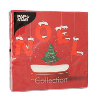 Papstar 20 Servietten, 3-lagig 1/4-Falz 33 cm x 33 cm &quot;Noel Enneige&quot;