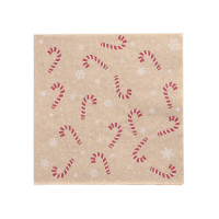 Papstar 20 Servietten, 3-lagig 1/4-Falz 25 cm x 25 cm natur &quot;Candy Canes&quot; aus recyceltem Papier