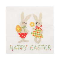 Papstar 20 Servietten, 3-lagig 1/4-Falz 33 cm x 33 cm &quot;Bunny Couple&quot;