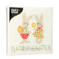 Papstar 20 Servietten, 3-lagig 1/4-Falz 33 cm x 33 cm &quot;Bunny Couple&quot;