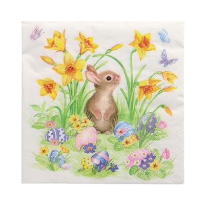 20 Servietten, 3-lagig 1/4-Falz 33 cm x 33 cm &quot;Cute Bunny&quot;