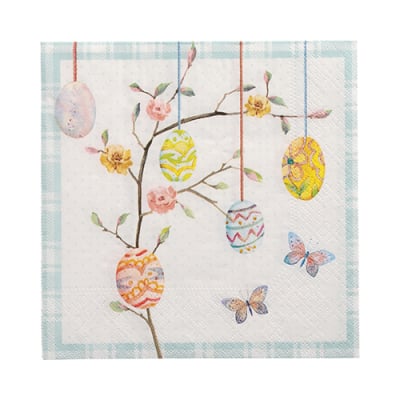 20 Servietten, 3-lagig 1/4-Falz 33 cm x 33 cm &quot;Easter Branch&quot;