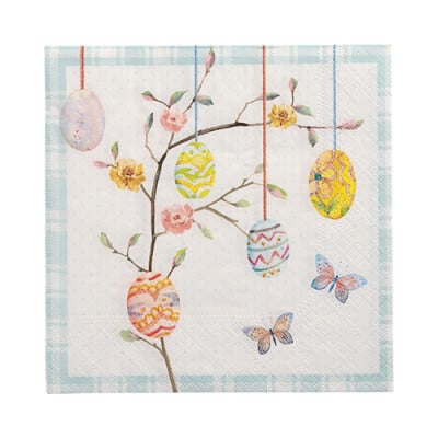 Papstar 20 Servietten, 3-lagig 1/4-Falz 33 cm x 33 cm &quot;Easter Branch&quot;