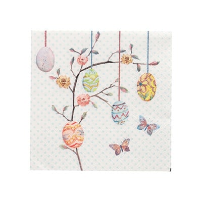 Papstar 20 Servietten, 3-lagig 1/4-Falz 25 cm x 25 cm &quot;Easter Branch&quot;