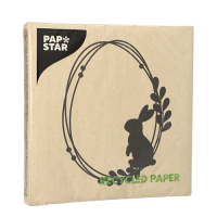 20 Servietten, 3-lagig 1/4-Falz 33 cm x 33 cm natur &quot;Rabbit Wreath&quot; aus recyceltem Papier