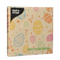 Papstar 20 Servietten, 3-lagig 1/4-Falz 33 cm x 33 cm natur &quot;Eggs&quot; aus recyceltem Papier