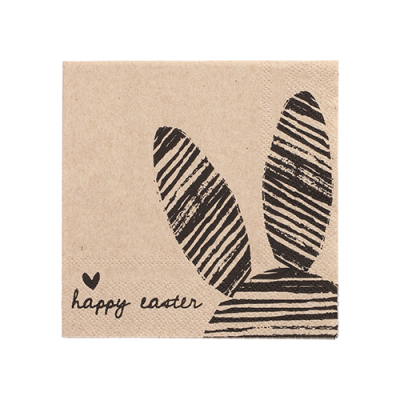 Papstar 20 Servietten, 3-lagig 1/4-Falz 25 cm x 25 cm natur &quot;Bunny&quot; aus recyceltem Papier