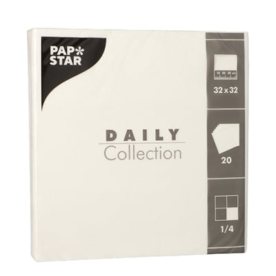 20 Servietten &quot;DAILY Collection&quot; 1/4-Falz 32 cm x 32 cm weiss