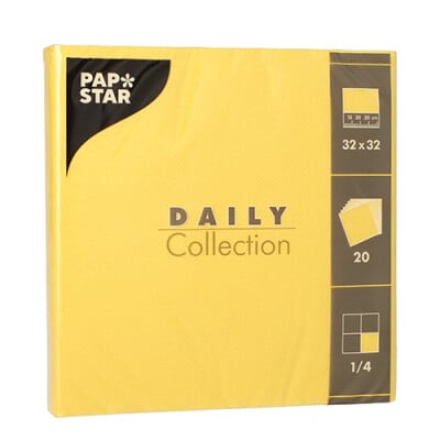 Papstar 20 Servietten &quot;DAILY Collection&quot; 1/4-Falz 32 cm x 32 cm gelb