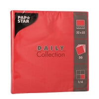 Papstar 20 Servietten &quot;DAILY Collection&quot; 1/4-Falz 32 cm x 32 cm rot