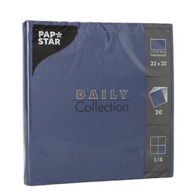 Papstar 20 Servietten &quot;DAILY Collection&quot; 1/4-Falz 32 cm x 32 cm dunkelblau