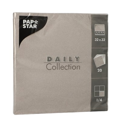 20 Servietten &quot;DAILY Collection&quot; 1/4-Falz 32 cm x 32 cm grau