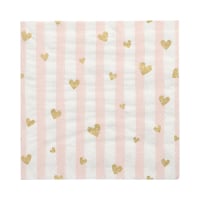 Papstar 30 Servietten, 3-lagig 1/4-Falz 33 cm x 33 cm pink &quot;Golden Hearts&quot;