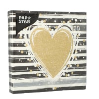 Papstar 30 Servietten, 3-lagig 1/4-Falz 33 cm x 33 cm &quot;Sparkling Heart&quot;