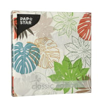 Papstar 20 Servietten, 3-lagig 1/4-Falz 33 cm x 33 cm &quot;Various Leaves&quot;