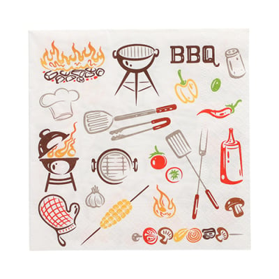 Papstar 20 Servietten, 3-lagig 1/4-Falz 33 cm x 33 cm &quot;Time for BBQ&quot;