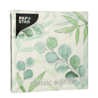 Papstar 20 Servietten, 3-lagig 1/4-Falz 33 cm x 33 cm &quot;Eucalyptus Twigs&quot;