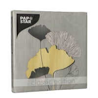 Papstar 20 Servietten, 3-lagig 1/4-Falz 33 cm x 33 cm &quot;Golden Ginko&quot;