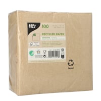 100 Servietten, 3-lagig 1/4-Falz 33 cm x 33 cm natur aus...