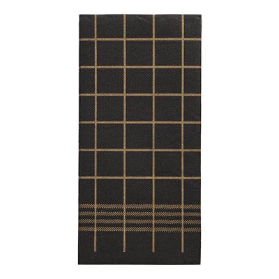 30 Servietten, 2-lagig &quot;PUNTO&quot; 1/8-Falz 39 cm x 40 cm schwarz/gold &quot;Kitchen Towel&quot; mikrogepr&auml;gt