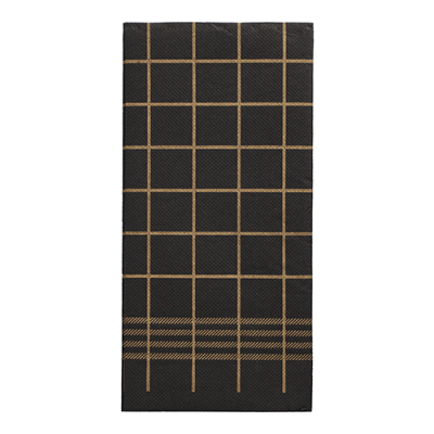 Papstar 30 Servietten, 2-lagig &quot;PUNTO&quot; 1/8-Falz 39 cm x 40 cm schwarz/gold &quot;Kitchen Towel&quot; mikrogepr&auml;gt