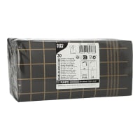 Papstar 30 Servietten, 2-lagig &quot;PUNTO&quot; 1/8-Falz 39 cm x 40 cm schwarz/gold &quot;Kitchen Towel&quot; mikrogepr&auml;gt