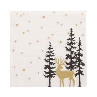 Papstar 20 Servietten, 3-lagig 1/4-Falz 33 cm x 33 cm &quot;Golden Deer&quot;