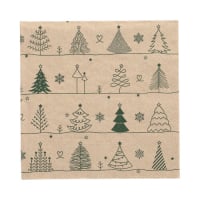 Papstar 20 Servietten, 3-lagig 1/4-Falz 33 cm x 33 cm natur &quot;Various X-Mas Trees&quot; aus recyceltem Papier