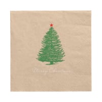 Papstar 20 Servietten, 3-lagig 1/4-Falz 33 cm x 33 cm natur &quot;Christmastree with Star&quot; aus recyceltem Papier