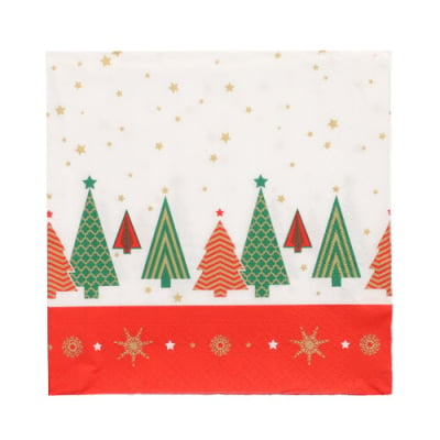 Papstar 100 Servietten, 3-lagig 1/4-Falz 33 cm x 33 cm &quot;Plain Christmas Trees&quot;