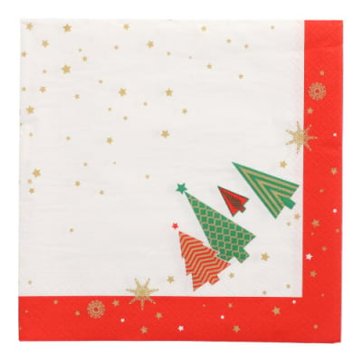 Papstar 50 Servietten, 3-lagig 1/4-Falz 40 cm x 40 cm &quot;Plain Christmas Trees&quot;