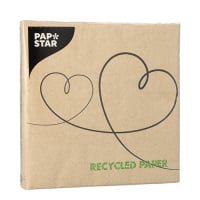 Papstar 20 Servietten, 3-lagig 1/4-Falz 33 cm x 33 cm natur &quot;Love&quot; aus recyceltem Papier