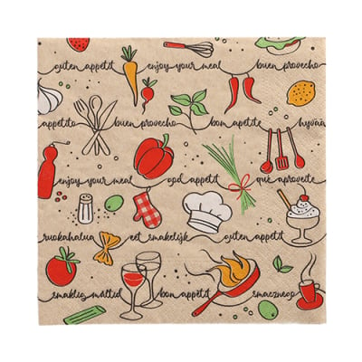 20 Servietten, 3-lagig 1/4-Falz 33 cm x 33 cm natur &quot;Enjoy your meal&quot; aus recyceltem Papier