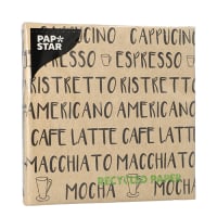 Papstar 20 Servietten, 3-lagig 1/4-Falz 33 cm x 33 cm natur &quot;Coffee Specialities&quot; aus recyceltem Papier