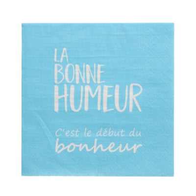 20 Servietten, 3-lagig 1/4-Falz 33 cm x 33 cm blau &quot;La Bonne Humeur&quot;