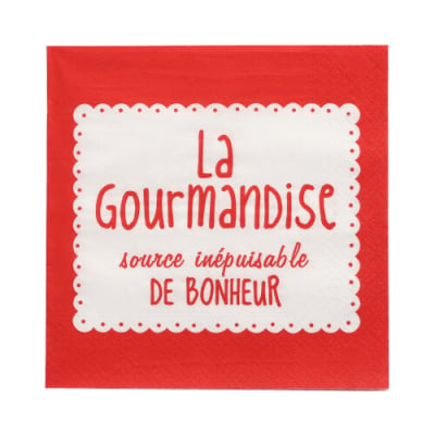 Papstar 20 Servietten, 3-lagig 1/4-Falz 33 cm x 33 cm rot &quot;La Gourmandise&quot;